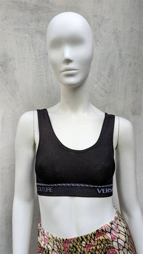 vintage re-work versace crop zip tank|vintage versace jeans.